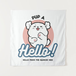 Tapiz ¡Hola! - Diseño feliz de Personalizados de perros 