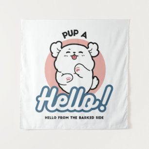 Tapiz ¡Hola! - Diseño feliz de Personalizados de perros