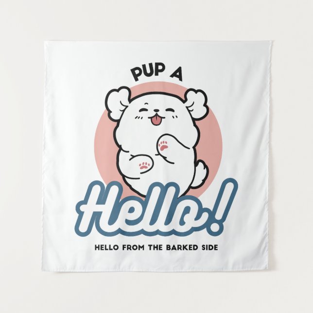 Tapiz ¡Hola! - Diseño feliz de Personalizados de perros  (Anverso)