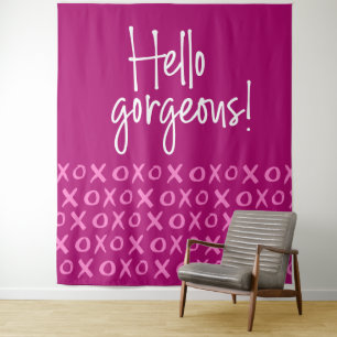 Tapiz Hola Hermosa fondo para el día de Galentines xoxo