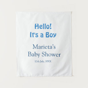 Tapiz Hola ITS ES UN NIÑO BABY SHOWER AZUL NOMBRE FECHA
