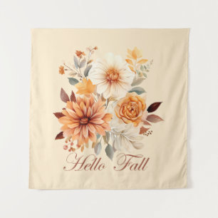 Tapiz Hola otoño Acuarela flores silvestres hojas otoño