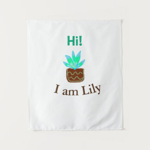 Tapiz Hola soy Lily cactus succulum añadir nombre acuare