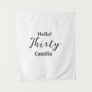 Tapiz Hola treinta cumpleaños nombre simple minimalista
