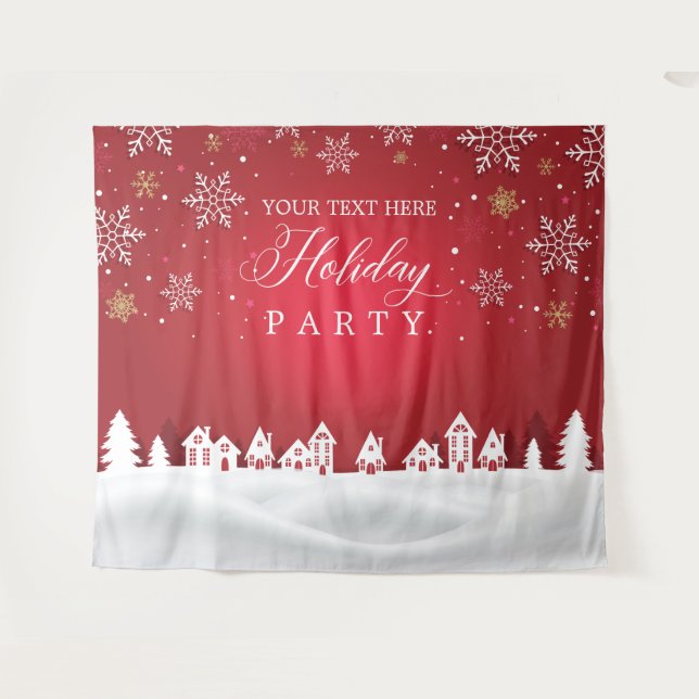 Tapiz Holiday Party snowflakes photobooth backdrop (Anverso (horizontal))