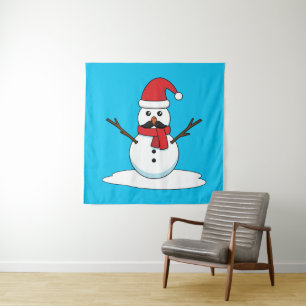 Tapiz Hombre de nieve gracioso con bigote y garrapata