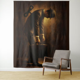 Tapiz Hombre de Oficina Dado Cuerda Rutina Surrealista M