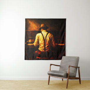 Tapiz Hombre tocando el piano desde detrás de pintura al