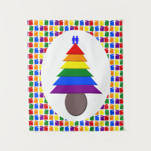 Tapiz Hombres gay arcoiris Árbol de Navidad y regalo