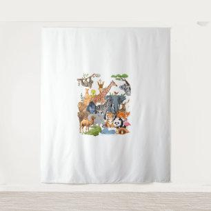Tapiz Hombres Mujeres y niños Fiesta del Día del Zoológi