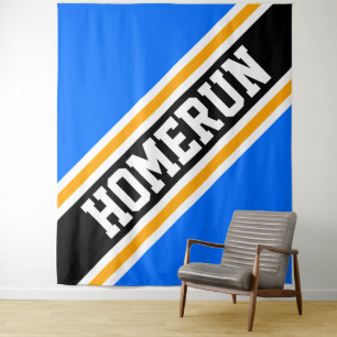 Tapiz HOMERUN Azul Brillante Amarillo Naranja Negro Raya