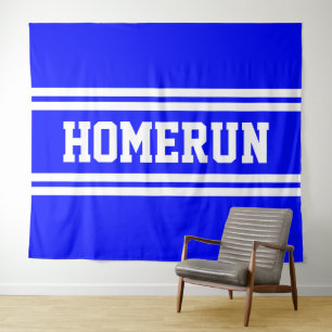 Tapiz HOMERUN Azul Real Blanco Rayas de Carreras de Béis