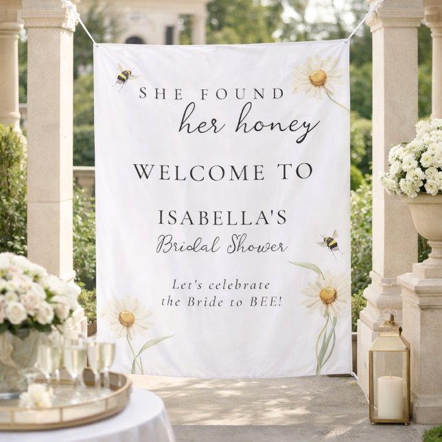 Tapiz Honey Bee Classy Bridal Shower Fabric Welcome Sign (Subido por el creador)