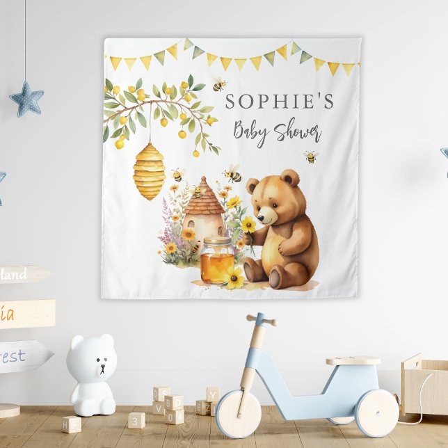 Tapiz Honey Bee Cute Pooh Bear Baby Shower (Subido por el creador)