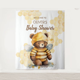 Tapiz Honeycombs y Baby Shower de oso de peluche con mie