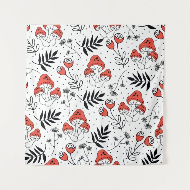 Tapiz Hongos hongos hongos sin fisuras patrón de repetic (Anverso)