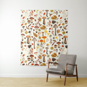 Tapiz Hongos salvajes en blanco roto