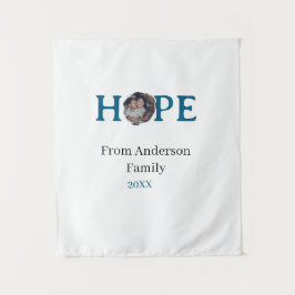 Tapiz Hope blue holidays bold letter kids photo name yea