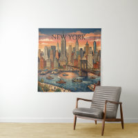 Horizonte de Nueva York Arte de Viaje Vintage
