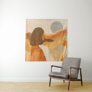 Tapiz Horizontes Dorados – Mujer Abstracta del Desierto