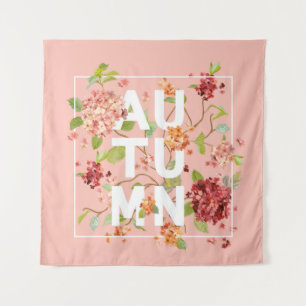 Tapiz Hortensia Flores Fondo. Diseño otoñal en vin