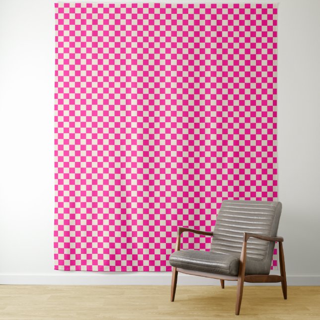 Tapiz Hot pink and tan checkerboard pattern (In situ)