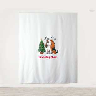 Tapiz Howl-iday Cheer Beagle Con Un Diseño De Árbol De N