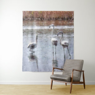 Tapiz Huelga A Pose Flamingo Acuarela