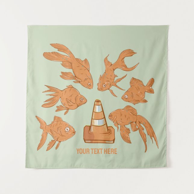 Tapiz Huesos de carretera y pez dorado naranja (Anverso)