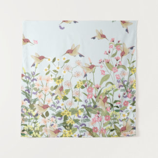 Tapiz Hummingbird Floral Garden Vintage Ilustracion