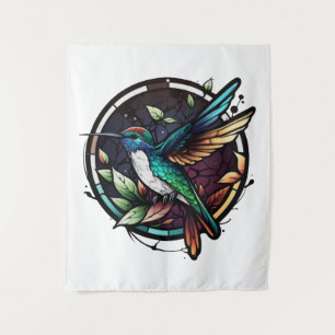 Tapiz Hummingbird Retrato Animal de Cristal Manchado