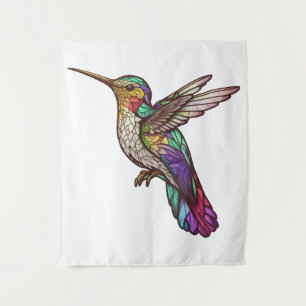 Tapiz Hummingbird Retrato Animal de Cristal Manchado