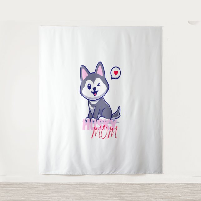Tapiz Husky Dog Mom Cute Kawaii Puppy (Anverso)