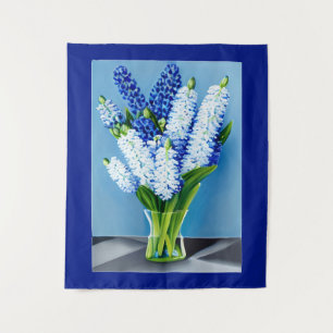 Tapiz Hyacinths blancos en una bolsa de vidrio en azul
