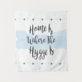 Tapiz Hygge Watercolor Cosy Home Pastel Azul Blanco