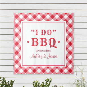 Tapiz I Do BBQ Red Gingham Custom Wedgram Monograma