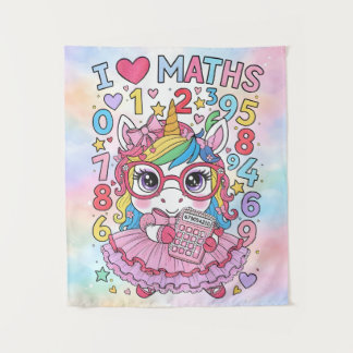 Tapiz I Love Maths Cute Unicorn Calculator Poster for Ki