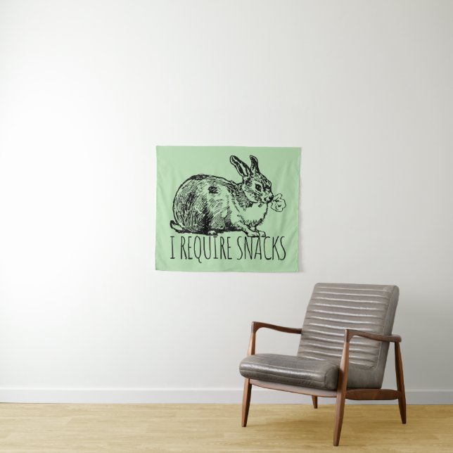 Tapiz I Require Snacks Cute Bunny Rabbit (In situ (horizontal))