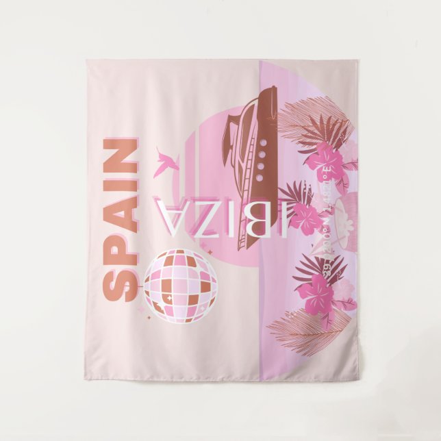 Tapiz Ibiza, España, Viajes, Arte Preppy, Pastel (Anverso)