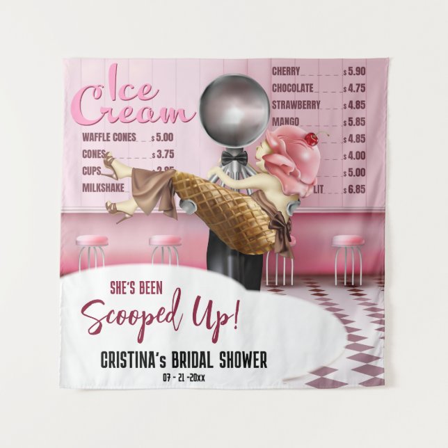 Tapiz Ice crema Bridal Shower Scoopup Backdrop (Anverso)