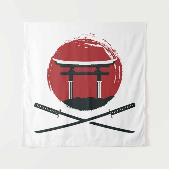 Tapiz Icono de espada de Samurai con cosecha de personal (Anverso)