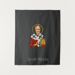 Tapiz Icono de la letra serbia ortodoxa de San Nicolás