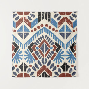 Tapiz Ikat Aztec: Ornamento geométrico étnico.