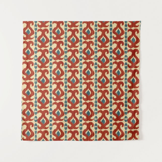 Tapiz Ikat Elegance: Diseño De Patrones Sin Marea. (Anverso)