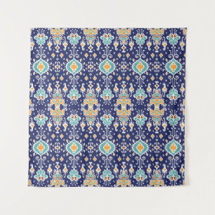 Tapiz Ikat Geometric: Ornamento Folklore Oriental.