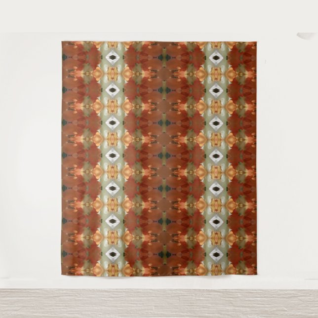 Tapiz Ikat verde y ámbar 11 (Anverso)