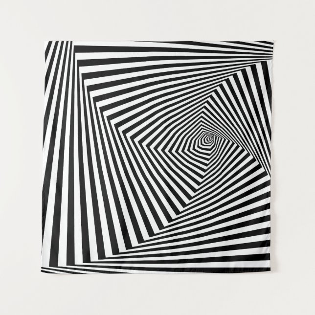 Tapiz Ilusión óptica: Resumen geométrico a rayas. (Anverso)