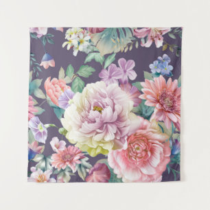 Tapiz Ilustracion acuarela con flores. Big Set acuático