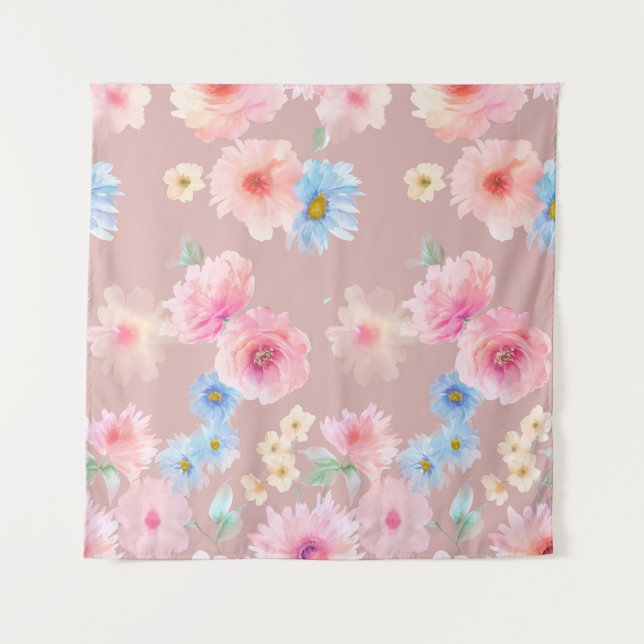 Tapiz Ilustracion acuarela con flores. Big Set acuático (Anverso)