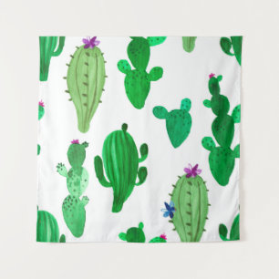 Tapiz Ilustracion acuarela de cactus del desierto de tin